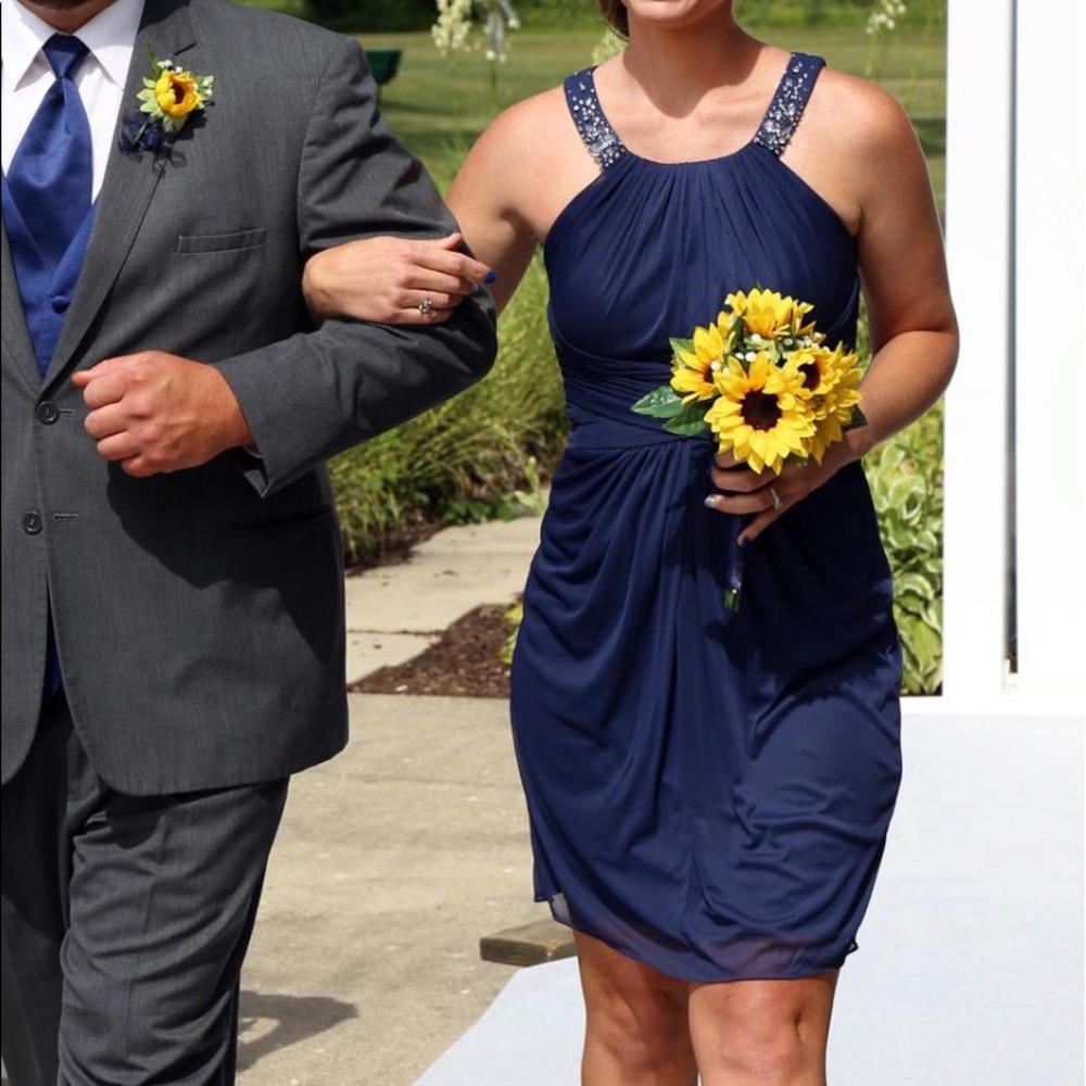 David’s Bridal Bridesmaid Dress Navy 6